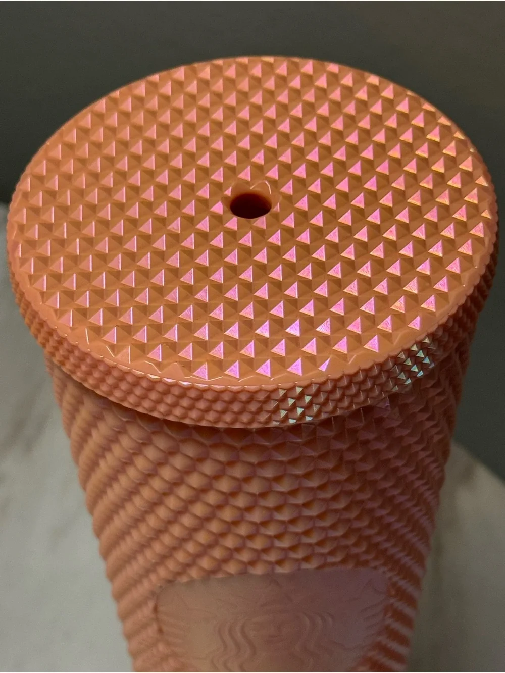 Starbucks pink studded textured tumbler travel cup coffee & tea theme w/ lid